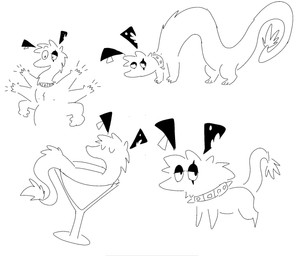 6_arms ambiguous_gender anthro cocktail_glass collar container cup drinking_glass ear_piercing ear_tag eye_markings eyes_closed floating_ears glass glass_container glass_cup growth in_container in_cup in_glass lidded_eyes long_body looking_at_viewer looking_back markings multi_arm multi_limb multiple_poses notched_ear piercing pose quadruped simple_background solo spiked_collar spikes tail tail_tuft tuft white_background kibblekritterz kibble_(kibblekritterz) black_and_white hi_res monochrome