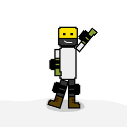 clothing elbow_pads for_a_head gesture happy knee_pads male mask melon_playground not_furry simple_background smile smiling_at_viewer sniper_corn solo standing waving waving_at_viewer waving_hand bilibili_snipercorn fan_character humanoid object_head 1:1 2026 digital_media_(artwork) english_description pixel_(artwork) shaded