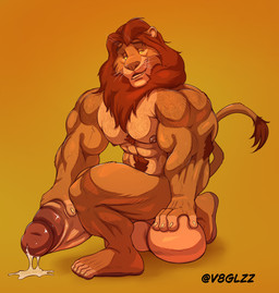 abs anthro balls balls_on_ground biceps big_balls big_penis bodily_fluids body_hair calf_muscles deltoids eyebrows feet forearm_muscles foreskin fur genital_fluids genitals glans gradient_background hair hand_on_balls hand_on_own_balls hand_on_own_penis hand_on_penis huge_balls huge_penis humanoid_genitalia humanoid_penis hyper hyper_balls hyper_genitalia hyper_penis looking_at_viewer male mane muscular muscular_anthro muscular_male nipples nude open_mouth penis precum precum_on_ground retracted_foreskin simple_background smile solo tail tail_tuft text toes triceps tuft twitter_handle whiskers yellow_background yellow_sclera v8glzz disney mufasa:_the_lion_king the_lion_king mufasa felid lion mammal pantherine absurd_res artist_name digital_media_(artwork) hi_res