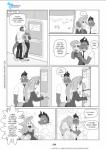 2015 anthro anthrofied bandage clothing comic dialogue digital_media_(artwork) door dragon duo english_text equid equine feathered_wings feathers female fluttershy_(mlp) friendship_is_magic greyscale hasbro hi_res male mammal monochrome my_little_pony mythological_creature mythological_equine mythological_scalie mythology necktie panicking paper pegasus pia-sama scalie speech_bubble spike_(mlp) steam tail text wings