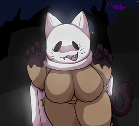anthro big_breasts breasts cat_tail claws featureless_breasts feline_ears feline_tail female ghost_costume holidays looking_at_viewer shortstack slightly_chubby slightly_chubby_anthro slightly_chubby_female thick_thighs wide_hips clovedex halloween siam_(clovedex) domestic_cat felid feline felis ghost mammal siamese_cat spirit