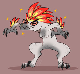 3_fingers 3_toes anthro arm_feathers arm_tuft breasts claws digitigrade eyelashes facial_piercing feather_hair feathered_crest feathers featureless_breasts featureless_crotch feet female finger_claws fingers flesh_fang freckled_arms freckled_chest freckled_crotch freckled_face freckled_legs freckled_thighs freckles head_crest long_eyelashes non-mammal_breasts nose_piercing nose_ring nude piercing pink_eyes pseudo_hair red_body red_feathers ring_piercing solo sparkles speckled_body toe_claws toes tuft white_body yellow_body yellow_feathers turianwaifu halo_(series) microsoft xbox_game_studios zir-zen alien ibie'shan kig-yar scalie colored hi_res meme