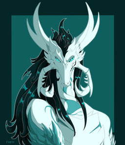 4_eyes abs anthro arm_markings biceps black_hair blue_body blue_eyes blue_markings blue_scales chest_markings claws cut_ear fangs hair long_ears long_hair male markings multi_eye muscular muscular_anthro muscular_male ponytail scales simple_background smile smirk solo tail teeth vein white_body phaene.art mythology hynvale_navayaghale_(hynvale) canid canine canis dragon mammal mythological_creature mythological_scalie scalie unknown_species wolf
