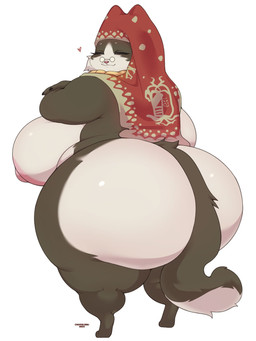 anthro areola back_boob big_areola big_breasts big_butt breasts brown_body brown_fur butt clothed clothing crossed_arms digitigrade elderly elderly_anthro elderly_female eyelashes eyes_closed eyewear female fur glasses headdress headdress_only headgear headgear_only headwear heart_symbol huge_breasts huge_butt huge_hips looking_back mature_anthro mature_female monotone_background mostly_nude mostly_nude_anthro mostly_nude_female multicolored_body multicolored_fur nipples overweight overweight_anthro overweight_female pink_areola pink_nipples rear_view simple_background smile solo standing tail text thick_thighs three-quarter_view two_tone_body two_tone_fur wearing_glasses white_background white_body white_fur wide_hips cherrikissu capcom monster_hunter grammeowster_chef felid felyne lynian mammal palico 2023 3:4 artist_name dated digital_media_(artwork) full-length_portrait hi_res portrait