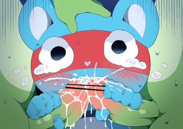 anthro black_eyes blue_body blue_fur blush bodily_fluids censor_bar censored_genitalia censored_penis countershade_torso countershading crying cum cum_in_mouth cum_inside double_fellatio double_handjob double_oral eye_mask faceless_character faceless_male fellatio fur genital_fluids genitals green_body green_fur group hand_on_head handjob heart_nose heart_symbol humanoid_genitalia humanoid_penis male male/male mask oral penile penis pink_nose red_mask sex solo_focus sweat tears trio umisag85rabb99 happy_tree_friends lifty_(htf) shifty_(htf) splendid_(htf) flying_squirrel mammal procyonid raccoon rodent sciurid censored brother_(lore) brothers_(lore) indirect_incest_(lore) sibling_(lore) twins_(lore)