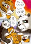 2014 anthro bear big_breasts bra breasts clothed clothing comic daigaijin dialogue dreamworks duo english_text felid female fur giant_panda kung_fu_panda male mammal master_po_ping master_tigress multicolored_body multicolored_fur painting_(artwork) pantherine speech_bubble text tiger traditional_media_(artwork) underwear watercolor_(artwork)