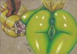 anthro anus bent_over butt female genitals glistening looking_at_viewer looking_back nude one_eye_closed pussy smile solo sonicsfan81 thick_thighs unknown_species wink