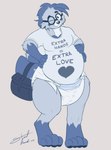 anthro clean_diaper clothed clothing diaper diaper_bag eyewear glasses looking_at_viewer male multi_arm multi_limb one_eye_closed slightly_chubby slightly_chubby_anthro slightly_chubby_male smile solo text wearing_diaper wink winking_at_viewer steelshark arachnid arthropod canid canine hybrid mammal spider english_text hi_res