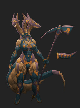 3_heads anthro armor axe breasts clitoris female genitals machine melee_weapon multi_head multifur muscular muscular_anthro muscular_female non-mammal_breasts simple_background solo vulva weapon dredjir gilgash european_mythology greek_mythology mythology hydra robot scalie 2019 absurd_res digital_media_(artwork) hi_res