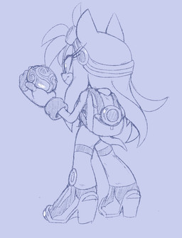 anthro backpack boots clothed clothing eyewear female footwear gloves goggles hair handwear long_hair rear_view shoes solo hildahyena sega sonic_the_hedgehog_(series) fan_character purity_the_hedgehog eulipotyphlan hedgehog mammal hi_res sketch