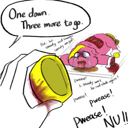 abuse ambiguous_feral ambiguous_gender ambiguous_human animal_abuse blonde_hair blood bodily_fluids bound crying dialogue duo exposed_muscle feces feral flayed fur gore hair hooves mutilation open_mouth pink_body pink_fur snot suffering tail tears text torture yellow_hooves yellow_tail young young_feral yellowcottoncandy030 fluffy_pony fluffy_pony_(species) human mammal 1:1 2025 bad_metadata broken_language english_text hi_res md5_mismatch