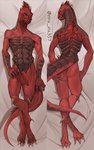 anthro anus balls black_body black_scales butt butt_grab claws crossed_ankles dakimakura feet flaccid foreskin genitals hand_on_butt humanoid_genitalia humanoid_penis lying male nude on_back on_front partially_retracted_foreskin penis presenting presenting_anus red_body red_scales scales solo tail teeth yellow_eyes mina-mortem ripa_ria357 divinity:_original_sin_2 divinity_(series) the_red_prince lizard_(divinity) lizardman reptile scalie dakimakura_design hi_res multiple_images