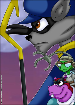 anthro cane gang light male moonlight nerd solo verona7881 sly_cooper_(series) sony_corporation sony_interactive_entertainment sucker_punch_productions bentley_turtle murray_hippopotamus sly_cooper common_hippopotamus hippopotamid mammal procyonid raccoon reptile scalie turtle 2013