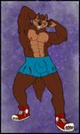 abs anthro ayy_jay balls_outline biped bottomwear bulge clothing detailed_bulge flexing_muscles footwear genital_outline male male_anthro muscular muscular_anthro muscular_male pants pecs plantigrade shoes smile smiling_at_viewer cj_fauxx~ mythology canid canine canis mammal mythological_canine mythological_creature werecanid werecanine werecreature werewolf wolf 3:5 absurd_res hi_res