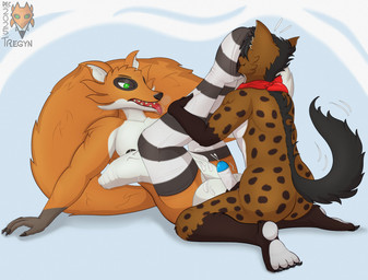 anthro balljob cum_on_partner's_penis duo feet foot_fetish foot_sniffing genitals hyper leg_grab legs_up male male/male penis simple_background sniffing tongue tongue_out vein veiny_penis tregyn tregyn_(character) canid canine fox hyena mammal hi_res