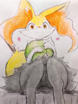 ambiguous_anthro ambiguous_gender anthro biped closed_smile digitigrade featureless_crotch front_view heart_symbol hug hugging_object hugging_pillow looking_at_viewer mouth_closed object_in_tail pillow simple_background sitting smile solo stick stick_in_tail tail eiroru nintendo pokemon braixen canid generation_6_pokemon mammal pokemon_(species) 2018 3:4 colored_pencil_(artwork) colored_sketch graphite_(artwork) hi_res japanese_description portrait sketch three-quarter_portrait traditional_media_(artwork) translated_description