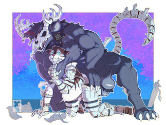 abdominal_bulge anal anal_penetration anthro anthro_on_anthro anthro_penetrated anthro_penetrating anthro_penetrating_anthro antlers armor ball_tuft balls bodily_fluids bone bone_jewelry bone_tail bouncing_balls broken_armor broken_sword chokehold claws clenched_teeth clothing cum cum_while_penetrated drooling duo exposed_bone genital_fluids genitals hand_on_butt horn humanoid_genitalia humanoid_penis knight male male/male melee_weapon muscular muscular_anthro muscular_male penetration penis questionable_consent removed_clothing rough_sex saliva sex skull skull_head sword teeth torn_armor torn_clothing tuft warrior weapon white_claws the-secret-x american_mythology indigenous_north_american_mythology mythology north_american_mythology yura_kazzarin_(skullmoss) domestic_cat felid feline felis mammal monster wendigo 4:3 absurd_res hi_res