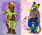 clothed clothing cosplay necktie overweight suit drjavi jojo's_bizarre_adventure jolyne_cujoh pannacotta_fugo scaramouche_rotbelly gnoll hyena mammal mustelid otter 6:5 meme