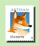 anthro blue_eyes fur green_background male orange_body orange_fur simple_background solo stamp chris_goodwin canid canine fox mammal adobe_illustrator_(artwork) digital_media_(artwork)