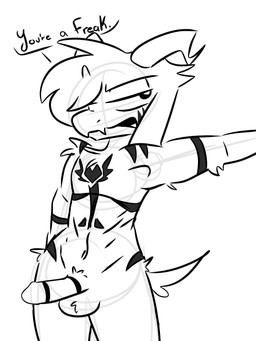 annoyed anthro athletic athletic_anthro athletic_male balls biped dialogue erection fur genitals horn humanoid_genitalia humanoid_penis insult insulting_viewer male markings navel nude_anthro nude_male open_mouth penis solo speech_bubble tail text thatrabiddog undertale undertale_(series) asriel_dreemurr_(god_form) 3:4 english_text greyscale hi_res monochrome portrait sketch three-quarter_portrait