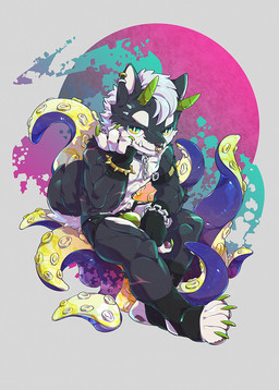 2_horns anthro black_body black_collar black_fur clothing collar fur green_clothing green_jockstrap green_underwear horn jockstrap looking_at_viewer male solo tentacles underwear white_body white_fur oouyuki_benten mythology dragon furred_dragon furred_scalie mythological_creature mythological_scalie scalie 2021 widescreen