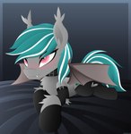 ambiguous_gender bat_wings blush chest_tuft claws clothing collar cutie_mark ear_tuft fangs feral fluffy fur green_hair green_mane green_tail grey_body grey_fur grey_wings hair hockless_socks inner_ear_fluff leg_tuft legwear mane membrane_(anatomy) membranous_wings multicolored_hair multicolored_mane pink_eyes pupils slit_pupils smile solo stockings tail teeth thigh_highs tuft two_tone_hair two_tone_mane two_tone_tail white_hair white_mane white_tail wing_claws wings andaluce hasbro my_little_pony malachite_cluster_(oc) bat_pony equid mammal absurd_res digital_media_(artwork) hi_res