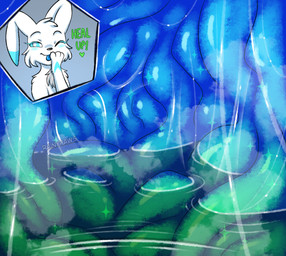 blue_blush blue_body blue_eyes blue_fur blue_insides blue_tongue blush cheek_tuft dipstick_ears ear_markings eyebrows facial_tuft female female_pred feral fur grey_background head_tuft healing_vore heart_after_text heart_symbol inside_stomach internal multicolored_ears one_eye_closed oral_vore prey_pov raised_eyebrows safe_vore simple_background smile solo text tongue tongue_out tuft unseen_pred vore white_body white_fur wink rainypaws sky_(av-nexus) angelias felid feline mammal artist_name english_text