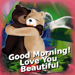 ^_^ anthro anthro_on_anthro black_nose brown_body brown_countershading brown_ears brown_fur brown_tail countershading duo exclamation_point eyes_closed fur happy hug hugging_another love open_mouth open_smile round_ears round_nose round_tail short_tail smile tail tan_body tan_ears tan_fur tan_tail text white_body white_countershading white_text qs75834 bear mammal ursine 1:1 english_text painting_(artwork)