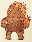 2016 3_toes 4_fingers alternate_color alternate_species anthro anthrofied belly biped brown_body brown_skin brown_spots collarbone elemental_creature fakemon fangs featureless_crotch feet fingers fire firefightdex fist flaming_hair frown full-length_portrait generation_1_pokemon hi_res ivysaur looking_away male marco_fanjul markings mineral_fauna musclegut muscular muscular_anthro muscular_male nintendo overweight overweight_anthro overweight_male pecs pen_(artwork) pokemon pokemon_(species) pokemorph portrait pseudo_hair red_eyes scalie shadow simple_background solo spots spotted_body spotted_skin teeth toes toony traditional_media_(artwork) white_background