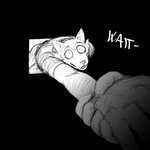 1:1 anthro arm_pull beastars black_background canid canine canis comic dialogue english_text hi_res hladilnik legoshi_(beastars) male mammal monochrome offscreen_character scared simple_background sketch text wolf