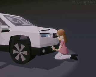 black_clothing black_footwear black_shoes blue_eyes car clothing duo female feral footwear grey_background hair hug kneeling machine male not_furry pink_clothing pink_shirt pink_topwear shirt simple_background tire topwear vehicle white_body melli human living_car living_machine living_vehicle mammal 2025 3d_(artwork) 3d_animation animated digital_media_(artwork) no_sound short_playtime webm