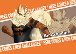 anthro clothing fluffy fluffy_tail glass male shirt solo tail tank_top topwear checkhoff nintendo pokemon emarcanine arcanine generation_1_pokemon pokemon_(species) hi_res