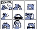 ambiguous_gender anthro beak creepy dialogue duo humor making_faces male silly speech_bubble text what nedroid beartato reginald_(nedroid) avian bear bird mammal 2008 comic digital_media_(artwork) english_text