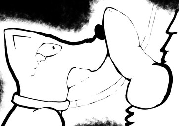 ambiguous_gender anthro bodily_fluids collar duo faceless_anthro faceless_character faceless_male genitals imminent_sex knot leash leashed_collar looking_at_genitalia looking_at_penis looking_up male male/ambiguous nose_bump penis questionable_consent scared tears gummmingit ambiguous_species canid canine canis mammal wolf absurd_res black_and_white hi_res line_art monochrome