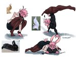 anthro big_breasts big_butt bottomwear breasts business_attire businesswear butt clothed clothing eyewear female feral glasses handstand legwear looking_up mature_anthro mature_female miniskirt muscular panty_lines pantyhose personal_grooming real skirt smile solo tail tail_motion tailwag thick_thighs tight_bottomwear tight_clothing tight_skirt smashmat venus_(smashmat) lagomorph leporid mammal rabbit 4:3 digital_media_(artwork) hi_res multiple_images