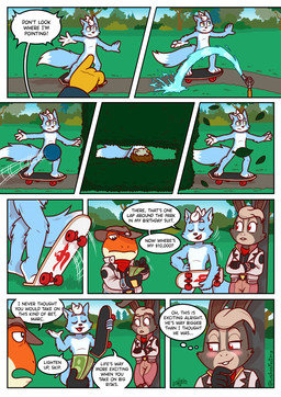 5_fingers anthro ball biped blue_body blue_fur blush clothed clothing convenient_censorship countershade_fur countershade_torso countershading dialogue dipstick_tail eyes_closed feral fingers fur gesture group hand_gesture hat headgear headwear leaf male markings money nude open_mouth open_smile orange_body outdoor_nudity pointing public public_nudity skateboard skateboarding smile solo speech_bubble tail tail_markings text thought_bubble trio vehicle water luchosfactory nintendo star_fox the_simpsons marcus_mccloud peppy's_granddaughter slippy's_son amphibian avian bird canid canine fox frog lagomorph leporid mammal rabbit absurd_res comic english_text hi_res multiple_scenes