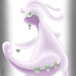 ambiguous_gender feral green_eyes looking_at_viewer simple_background slime solo tail aokabike mythology nintendo pokemon dragon generation_6_pokemon goodra mythological_creature mythological_scalie pokemon_(species) scalie 1:1 hi_res source_request