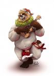 anthro beard belly clothing eyes_closed facial_hair holidays humanoid_hands male moobs nipples overweight overweight_anthro overweight_male simple_background solo underwear white_background senor_nutria christmas sweet_leaves colson_grainger canid canine mammal raccoon_dog tanuki 2017 hi_res