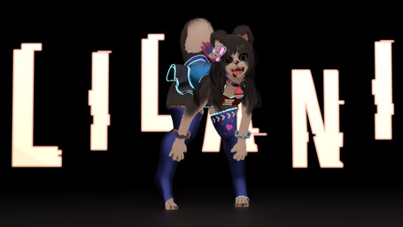 anthro bent_over black_body black_fur blue_clothing claws clothed clothing collar curled_tail female footwear forward_bent_pose fully_clothed fur glowing glowing_clothing hair hands_on_legs head_empty leaning leaning_forward legwear long_hair mask mask_on_head paws simple_background socks solo tail teeth_showing text thick_thighs thigh_highs tongue tongue_markings tongue_out whiskers white_body white_fur lilani border_collie canid canine canis collie domestic_dog herding_dog mammal pastoral_dog sheepdog 3d_(artwork) absurd_res digital_media_(artwork) hi_res