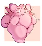 3_fingers ambiguous_gender anthro fingers pink_body pink_eyes simple_background solo tail thick_thighs lightmizano nintendo pokemon clefairy generation_1_pokemon pokemon_(species) hi_res