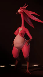 anthro areola belly big_belly big_breasts bodypaint breasts feathers female long_feathers long_neck nipples pink_body slightly_chubby slightly_chubby_female solo talon_hands pthalo gail_(pthalo) avian bird flamingo 3d_(artwork) 9:16 animated blender_(artwork) digital_media_(artwork) hi_res no_sound short_playtime turntable_(animation) webm