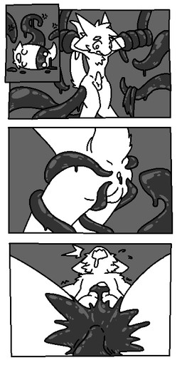 anal anal_penetration anthro anus assisted_exposure black_goo bottomwear cheek_tuft chest_tuft clothing erection facial_tuft forced fur goo_tentacles hair horn male nude penetration possession restrained solo tail tentacles torn_clothing transformation tuft white_body white_fur white_hair dragontim mythology dragon furred_dragon furred_scalie goo_creature mythological_creature mythological_scalie scalie 1:2 2017 monochrome