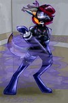 anthro clothing female gas gas_cylinder gas_mask harness herm intersex latex latex_clothing latex_legwear latex_skinsuit latex_stockings legwear mask skinsuit stockings tight_clothing mossky grajess canid canine felid feline hybrid mammal hi_res