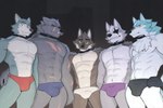 2022 3:2 abs anthro beastars blaidd_(elden_ring) brand_new_animal bulge canid canine canis clothed clothing countershading crossover dreamworks elden_ring fromsoftware fur grey_body grey_fur group hi_res jrjresq legoshi_(beastars) looking_at_viewer male mammal mr._wolf_(the_bad_guys) muscular muscular_anthro muscular_male navel nintendo pecs shirou_ogami standing star_fox studio_trigger the_bad_guys topless underwear white_body white_fur wolf wolf_o'donnell