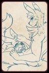anthro black_sclera blush blush_lines bodily_fluids chin_tuft cum cum_in_mouth cum_inside duo eyebrows facial_tuft father_penetrating_son fellatio fluffy fluffy_hair fluffy_pubes fluffy_shoulders fluffy_tail genital_fluids hair hand_on_head headpat kneeling kneeling_on_ground long_ears looking_pleasured looking_up looking_up_at_partner male male/male muscular muscular_male oral oral_penetration penetration penile penis_in_mouth pointy_ears prick_ears raised_eyebrows raised_tail sex sitting smile smirk smirking_at_partner tail tuft alruic bandai_namco digimon kalen_digitalis koda_the_renamon digimon_(species) renamon 2:3 sketch father_(lore) father_and_child_(lore) father_and_son_(lore) incest_(lore) parent_(lore) parent_and_child_(lore) parent_and_son_(lore) son_(lore)
