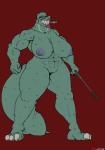 abs big_breasts big_tail breasts cigar claws colored_nails female muscular muscular_female nails nipples non-mammal_breasts nude riding_crop scales scar sharp_teeth solo tail teeth thick_thighs whip wide_hips elektr0 croclady crocodile crocodilian reptile scalie absurd_res hi_res