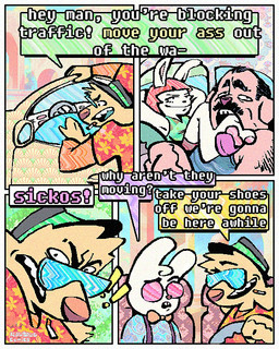 aloha_shirt anthro black_hair bow_tie cigarette cigarette_in_mouth clothing dialogue eyewear facial_hair feet female foot_in_mouth foot_suck fur group hair half-closed_eyes male mustache narrowed_eyes object_in_mouth open_mouth open_smile pattern_clothing pattern_shirt pattern_topwear pawpads paws pink_pawpads profanity red_hair shirt smile smirk smoking_tobacco smug smug_face speech_bubble sucking sunglasses suspenders tan_body tan_fur tank_top text toe_in_mouth toe_suck toes tongue tongue_out topwear white_body white_fur rawdawgcomics bingus_(rawdawgcomics) stahli_(rawdawgcomics) bird_dog canid canine canis domestic_dog golden_retriever hunting_dog lagomorph leporid mammal rabbit retriever 4:5 comic english_text hi_res