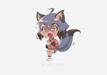 anthro blue_body blue_fur blue_hair brown_body brown_fur chibi clothed clothing female food fur hair jacket markings multicolored_body noodles open_mouth ramen simple_background solo topwear yagiggu brand_new_animal studio_trigger michiru_kagemori canid canine mammal raccoon_dog tanuki 2020 digital_drawing_(artwork) digital_media_(artwork) hi_res signature