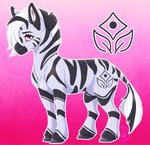 black_body feral male mane pink_eyes solo stripes tattoo white_body bumblewish_(artist) hasbro my_little_pony moyo_(bumblewish) equid equine mammal zebra absurd_res hi_res