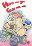 anthro atv biped blush car sitting solo text vehicle kamui_shirow mario_bros mario_kart nintendo bowser koopa scalie 2017 english_text hi_res